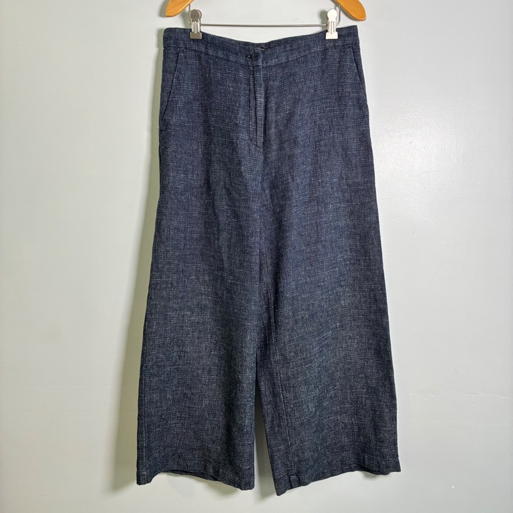 Eileen Fisher Pants 6 Hemp Organic Cotton Wide Leg Cropped Coastal Lagenlook